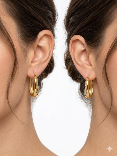 Vertex Drops Hoops Gold Plated Earrings