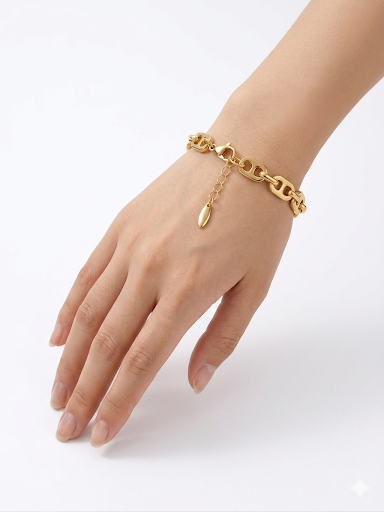 Serene Loop Chain Gold Plated Bracelet Length 7.3" 18.5 cm