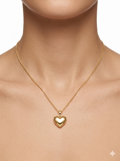 Heart Pendant Gold Plated Necklace length 18.9" 48cm