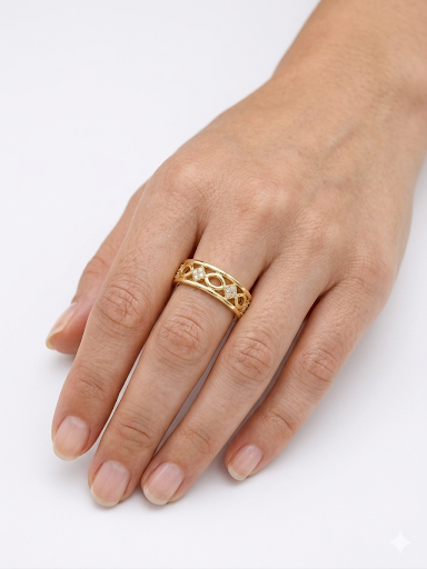 Twin Loop Gold Plated Ring Size 6