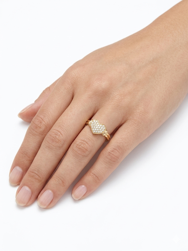 Pavé Heart Gold Plated Ring Size 7