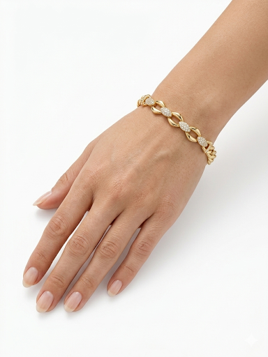 Ellipse Accent Gold Plated Bracelet Length 6.3" 16 cm