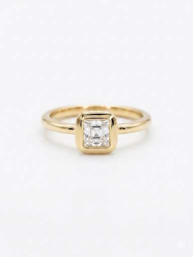 Cushion Solitaire Gold Plated Ring Size 6,9