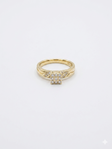Square Shaped Gold Plated Ring Size 6 9