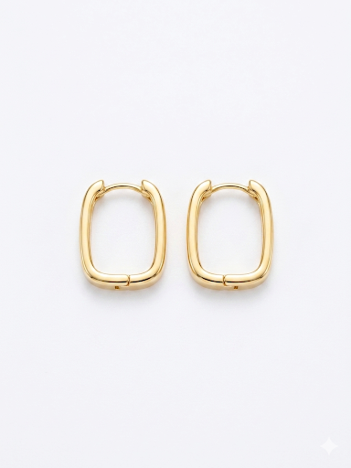 Rectangular Gold Plated Hoop Earrings