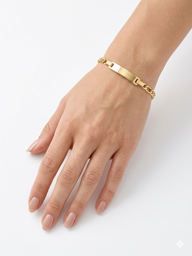 Iconic Gold Plated ID Bracelet Length 6.6" 16.7 cm