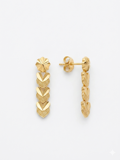 Four Interconnected Heart Shapes Gold Plated Earrings