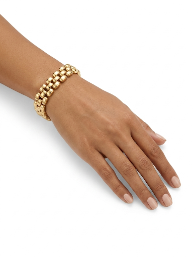 Glided Mosaic Chain Gold Plated Bracelet Length 7.3" 18.5 cm