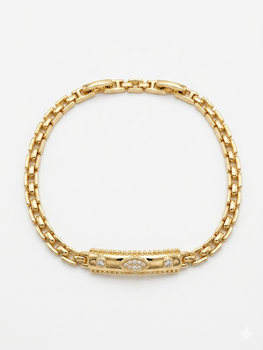 Gold Plated Marquise Accent Bracelet Length 7.7" 19.5 cm