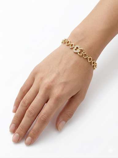 Gold Plated Radiant Love Chain Bracelet Length 6.5" 16.5 cm