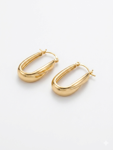 Vertex Drops Hoops Gold Plated Earrings
