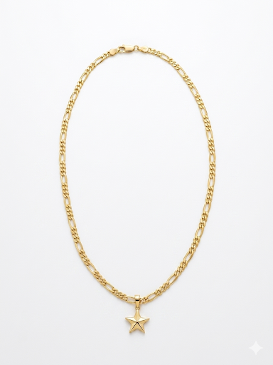 Five Pointed Gold Star Pendant Gold Plated Necklace 17.7" 45 cm