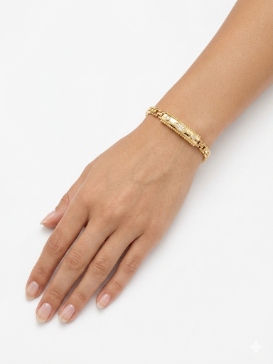 Gold Plated Marquise Accent Bracelet Length 7.7" 19.5 cm