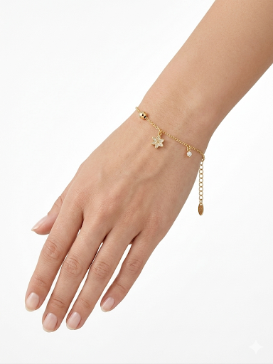 Gold Plated Flora Charm Bracelet Length 6.7" 17 cm
