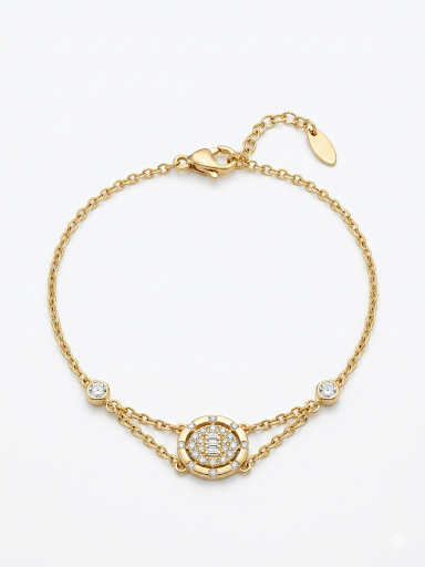 Empress Medallion Gold Plated Bracelet Length 7.5" 19.1 cm