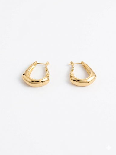 Gold Plated Chunky Hoop Earring Teardrop Shaped