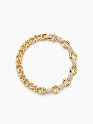 Ellipse Accent Gold Plated Bracelet Length 6.3" 16 cm