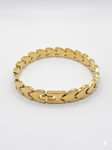 Serpentine Heart Link Gold Plated Bracelet Length 7.3" 18.6 cm