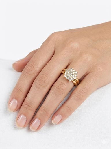 Cluster Bloom Gold Plated Ring Size 6