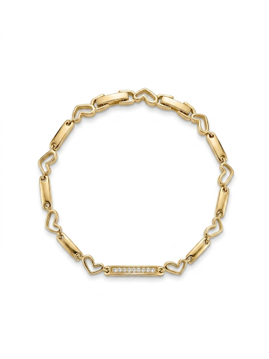 Eternal Heart Pave Gold Plated Bracelet 7.1" 18 cm