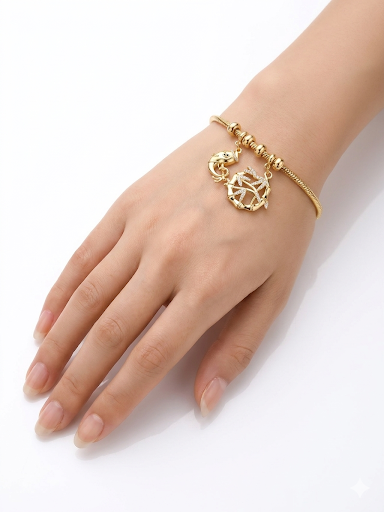 Gold Plated Bamboo & Koi Bracelet Length 7.1" 18 cm