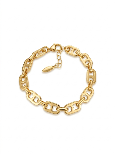 Serene Loop Chain Gold Plated Bracelet Length 7.3" 18.5 cm