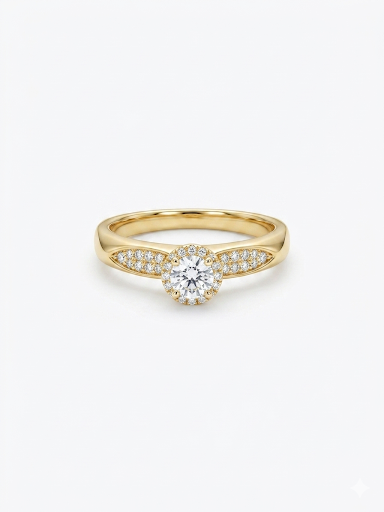 Circular Halo Style Stones Gold Plated Ring Size 9
