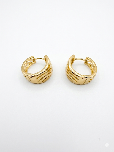 Wavy Or Ribbed Pattern Gold Plated Earrings