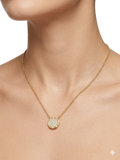 Medallion Pendant Gold Plated Necklace Length 19.6" 50 cm