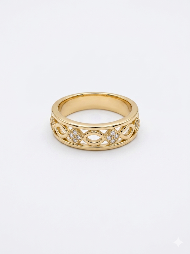 Twin Loop Gold Plated Ring Size 6