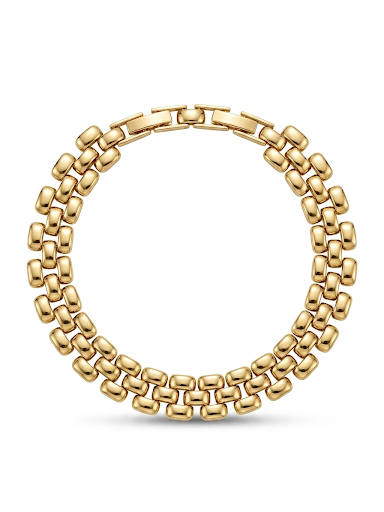 Glided Mosaic Chain Gold Plated Bracelet Length 7.3" 18.5 cm