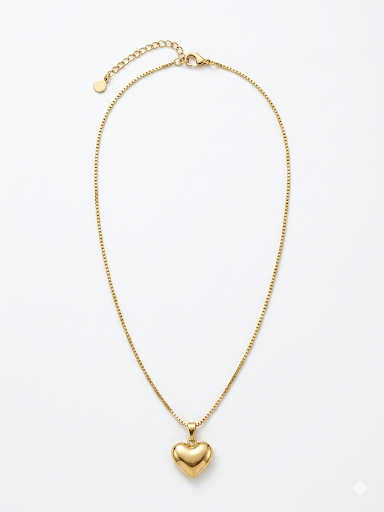 Heart Pendant Gold Plated Necklace length 18.9" 48cm