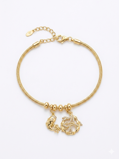 Gold Plated Bamboo & Koi Bracelet Length 7.1" 18 cm
