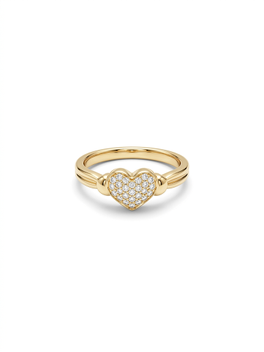 Pavé Heart Gold Plated Ring Size 7