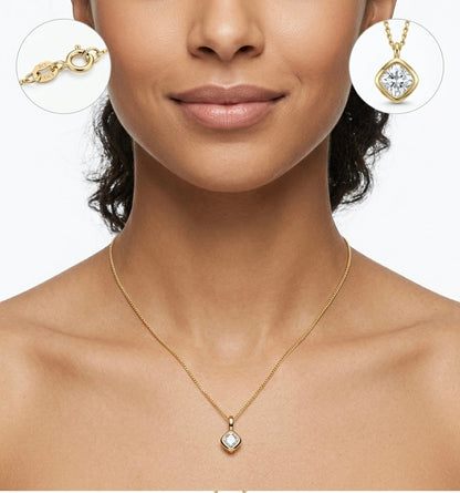 Cube Pendant Gold Plated Necklace length 15.4" 39cm